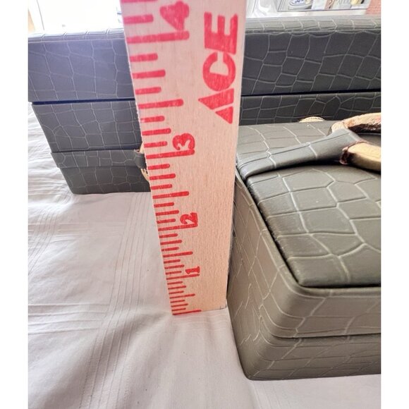 S/2 Vegan Crocodile Decorative Boxes GREEN GOLD EQUESTRIAN Jewelry Storage - Picture 9 of 16